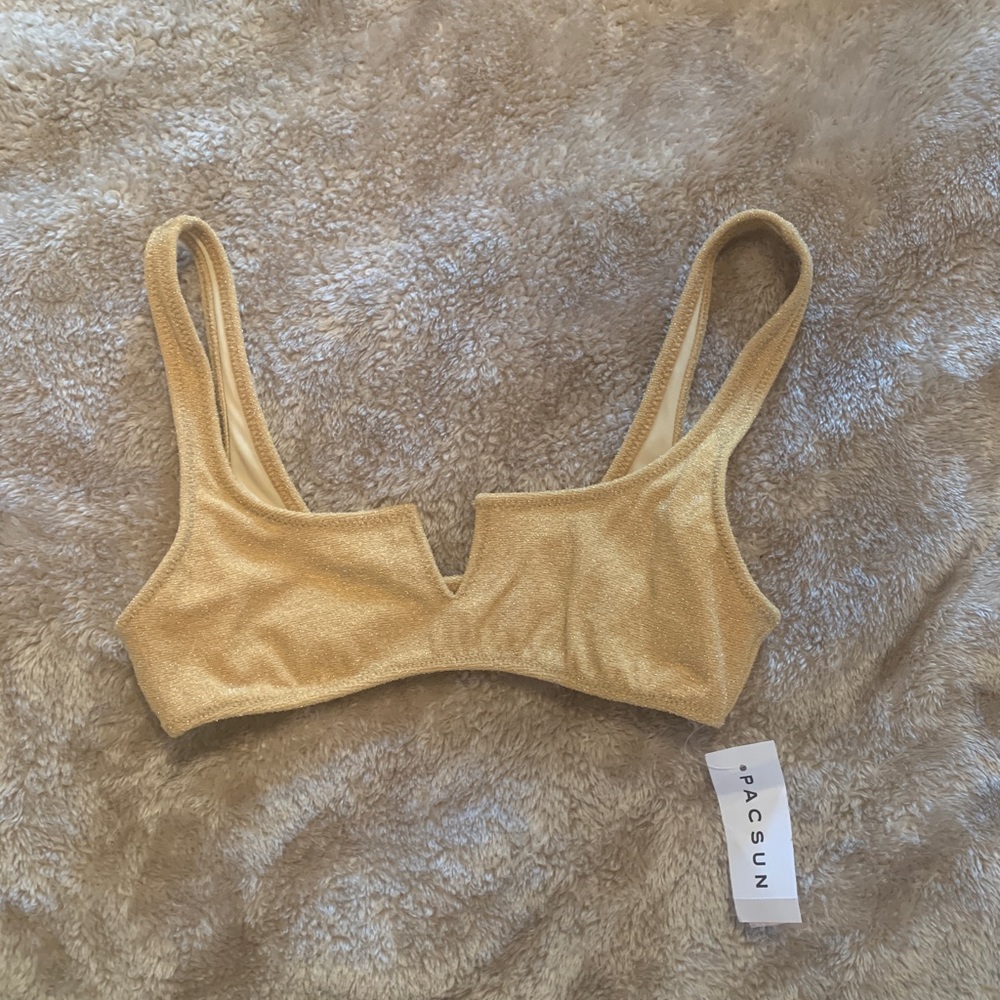 NWT pacsun sparkly gold bikini top